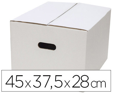 Caja embalaje Q-Connect cartón blanco doble canal 450x280 mm.con asa